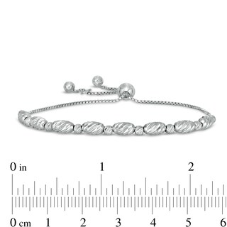Diamond-Cut Solid Oval Bead Chain Bolo Bracelet in Sterling Silver - 8.5"