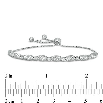 Diamond-Cut Solid Oval Bead Chain Bolo Bracelet in Sterling Silver - 8.5"