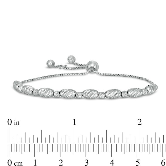 Diamond-Cut Solid Oval Bead Chain Bolo Bracelet in Sterling Silver - 8.5"