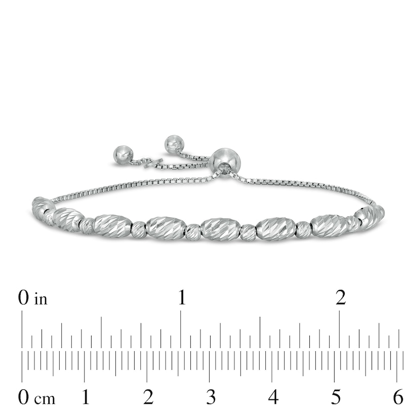 Diamond-Cut Solid Oval Bead Chain Bolo Bracelet in Sterling Silver - 8.5"