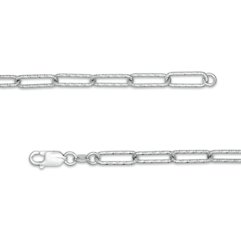 Main Image 2 of 100 Gauge Diamond-Cut Paper Clip Chain Necklace in Sterling Silver - 20"