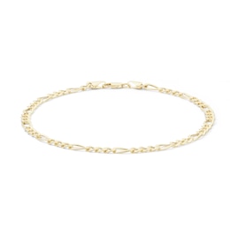 100 Gauge Diamond-Cut Figaro Chain Anklet in 10K Hollow Gold - 10&quot;