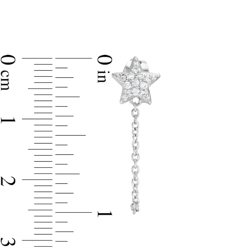 Main Image 2 of Cubic Zirconia Star Chain Dangle Stud Earrings in Sterling Silver