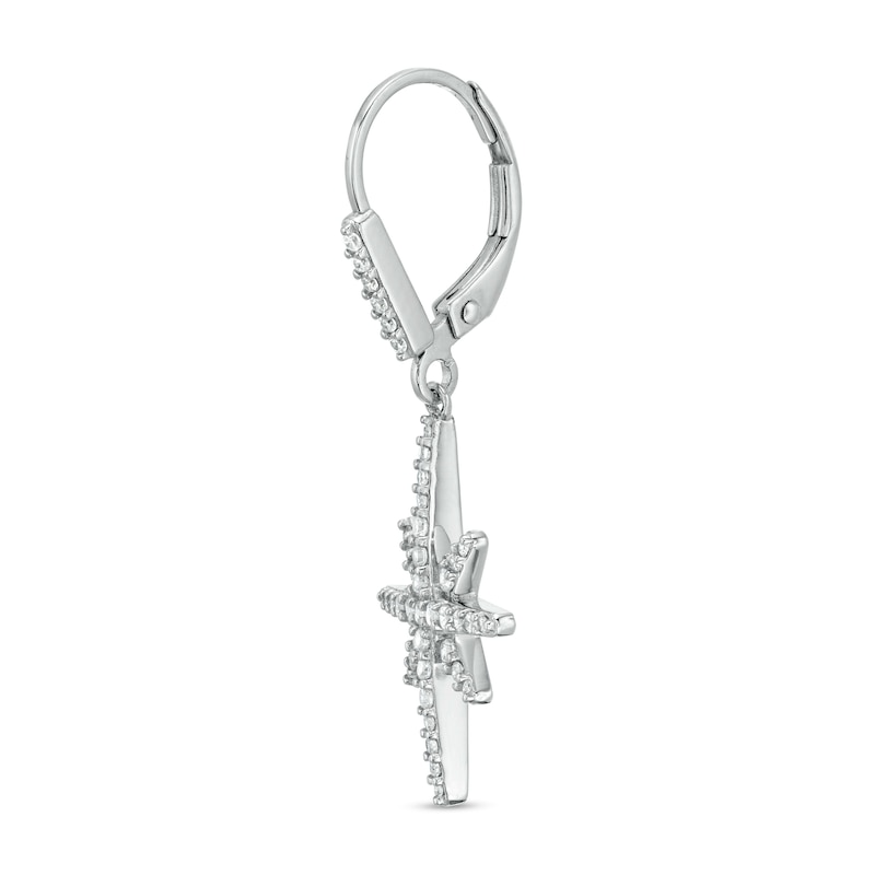 Main Image 2 of Cubic Zirconia Star Drop Earrings in Sterling Silver