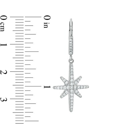 Cubic Zirconia Star Drop Earrings in Sterling Silver
