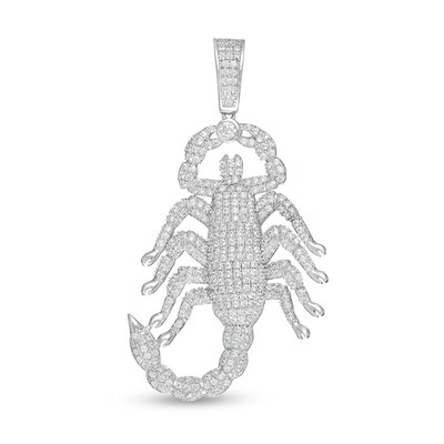 Cubic Zirconia Scorpion Necklace Charm in Sterling Silver