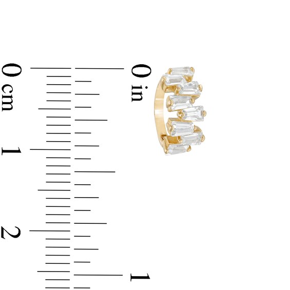 016 Gauge Sideways Baguette Cubic Zirconia Clicker Hoop in 10K Gold