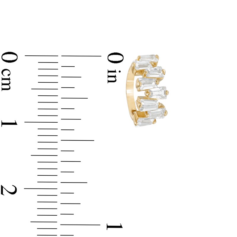 016 Gauge Sideways Baguette Cubic Zirconia Clicker Hoop in 10K Gold