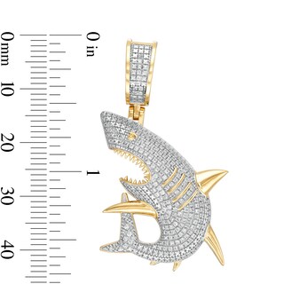 1/3 CT. T.W. Diamond Shark Necklace Charm in 10K Gold