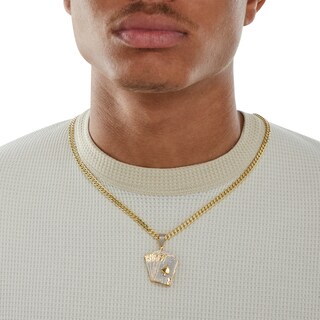 1/6 CT. T.W. Diamond "Full House" of Cards Necklace Charm in Sterling Silver with 14K Gold Plate