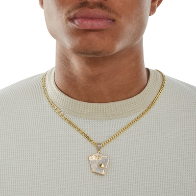 1/6 CT. T.W. Diamond "Full House" of Cards Necklace Charm in Sterling Silver with 14K Gold Plate