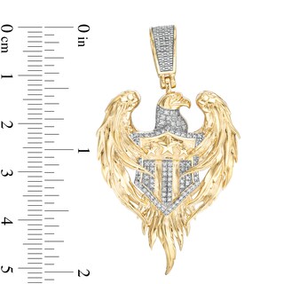 1/6 CT. T.W. Diamond Eagle with Shield Necklace Charm in Sterling Silver with 14K Gold Plate