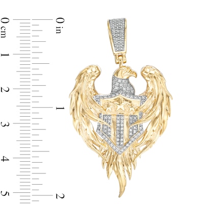 1/6 CT. T.W. Diamond Eagle with Shield Necklace Charm in Sterling Silver with 14K Gold Plate