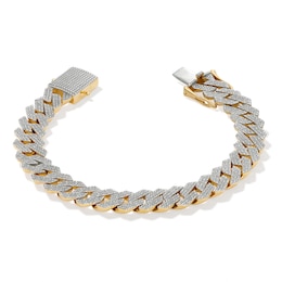 1 CT. T.W. Diamond Square Curb Link Chain Bracelet in Sterling Silver with 14K Gold Plate - 8.5&quot;
