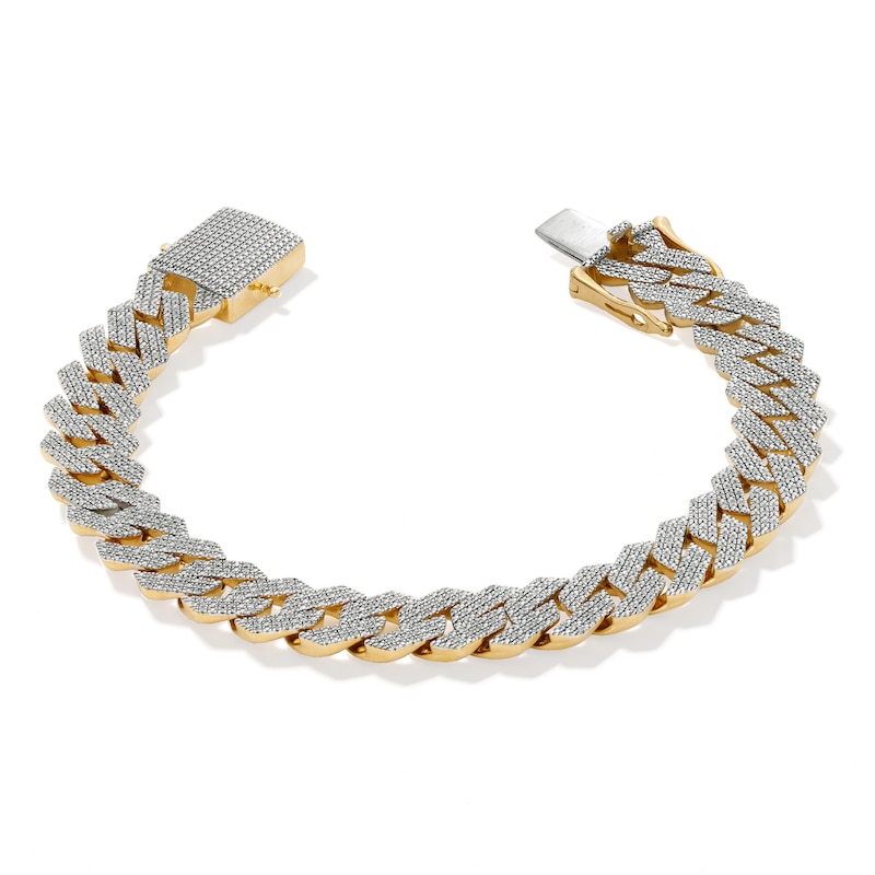 1 CT. T.W. Diamond Square Curb Link Chain Bracelet in Sterling Silver with 14K Gold Plate - 8.5"
