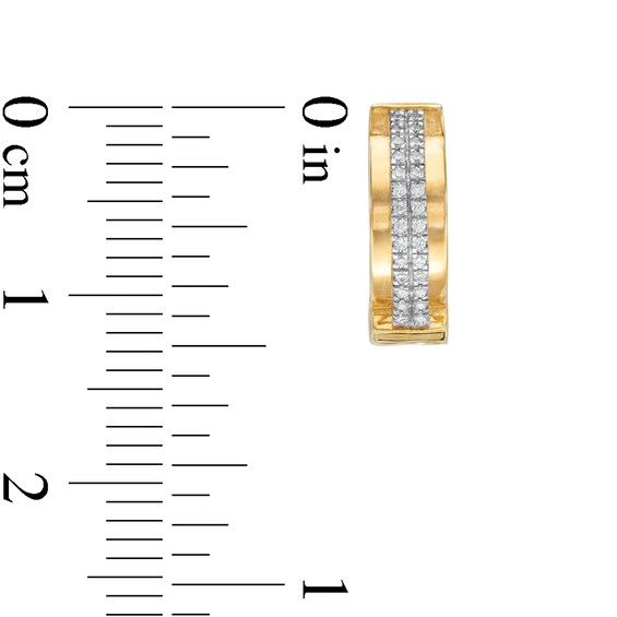 1/10 CT. T.W. Diamond Double Row Greek Key Huggie Hoop Earrings in 10K Gold