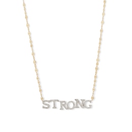 10K Gold 1/6 CT. T.W. Diamond "STRONG" Pendant - 18"