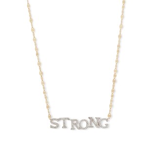 10K Gold 1/6 CT. T.W. Diamond "STRONG" Pendant - 18"