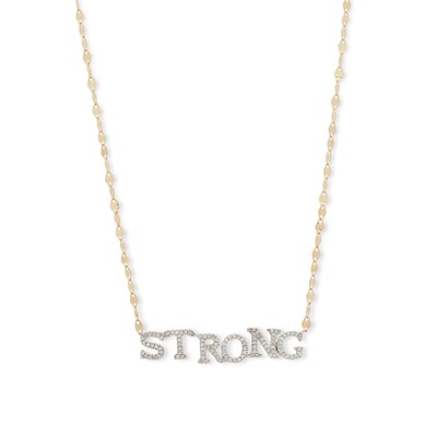10K Gold 1/6 CT. T.W. Diamond "STRONG" Pendant - 18"
