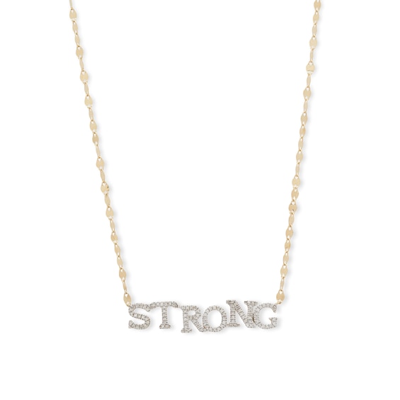 10K Gold 1/6 CT. T.W. Diamond "STRONG" Pendant - 18"