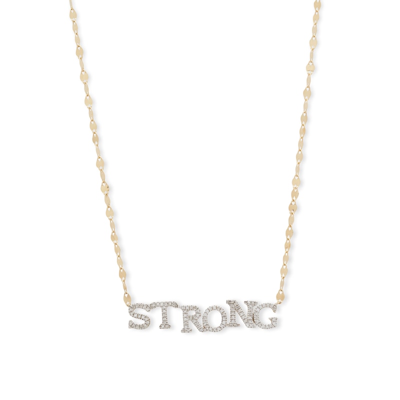 10K Gold 1/6 CT. T.W. Diamond "STRONG" Pendant - 18"