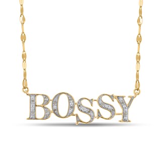 10K Solid Gold 1/20 CT. T.W. Diamond "BOSSY" Pendant - 18"