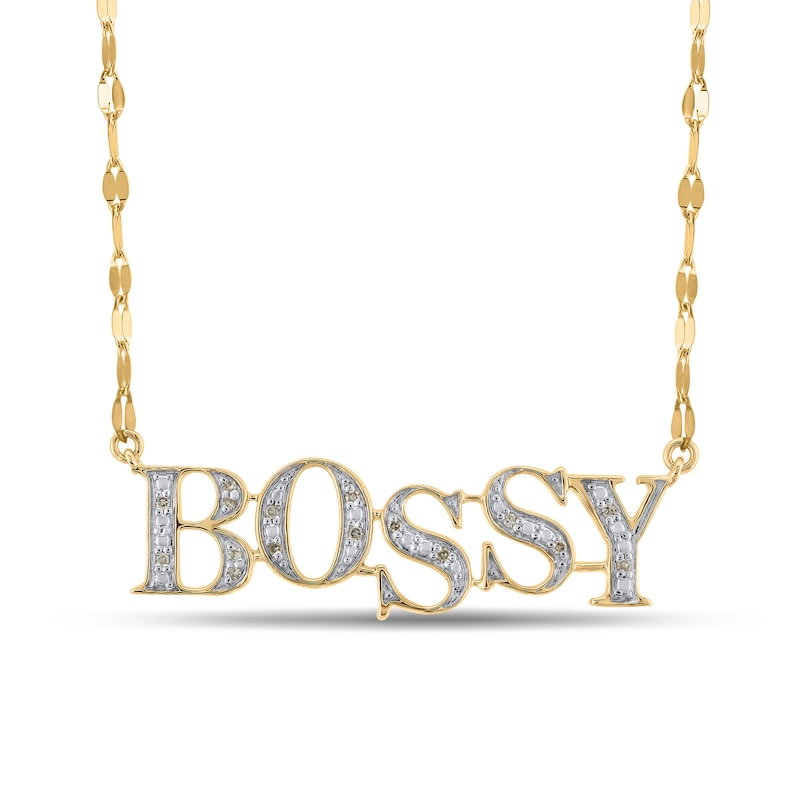 10K Solid Gold 1/20 CT. T.W. Diamond "BOSSY" Pendant - 18"