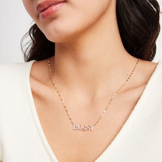 10K Solid Gold 1/20 CT. T.W. Diamond "BOSSY" Pendant - 18"
