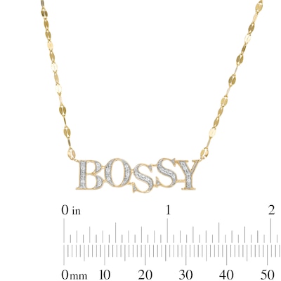 10K Solid Gold 1/20 CT. T.W. Diamond "BOSSY" Pendant - 18"