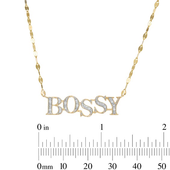 10K Solid Gold 1/20 CT. T.W. Diamond "BOSSY" Pendant - 18"
