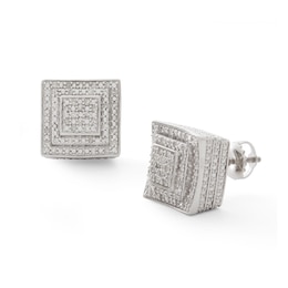 1/4 CT. T.W. Diamond Tiered Square Stud Earrings in Sterling Silver