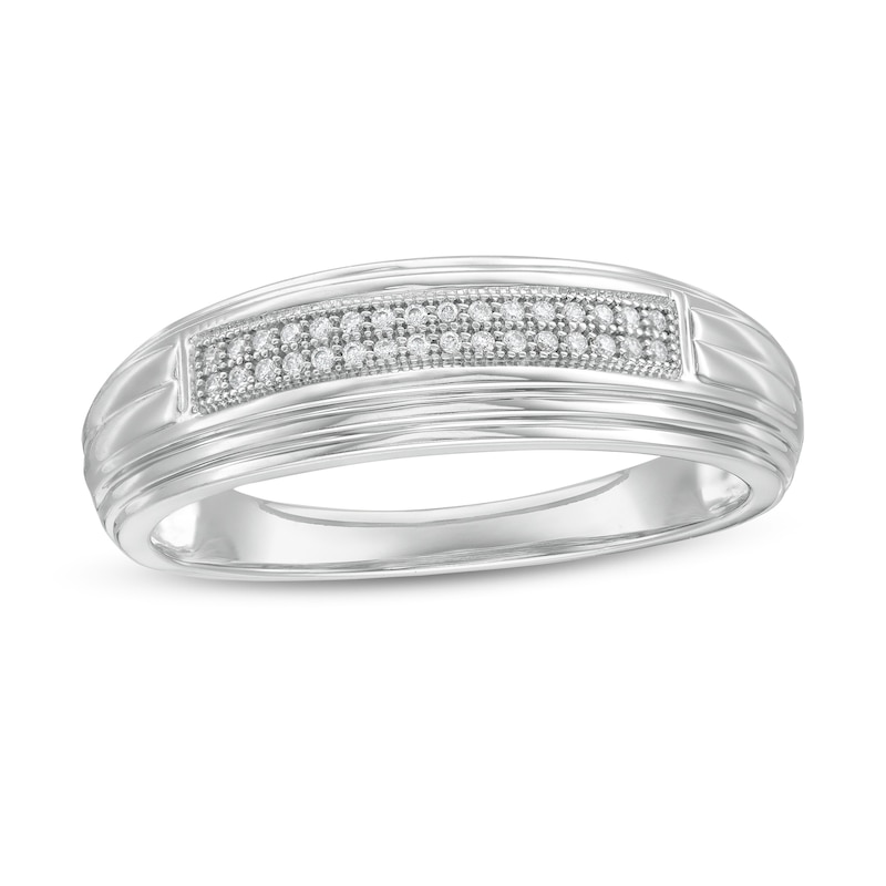 1/10 CT. T.W. Diamond Double Row Wedding Band in Sterling Silver