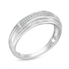 1/10 CT. T.W. Diamond Double Row Wedding Band in Sterling Silver