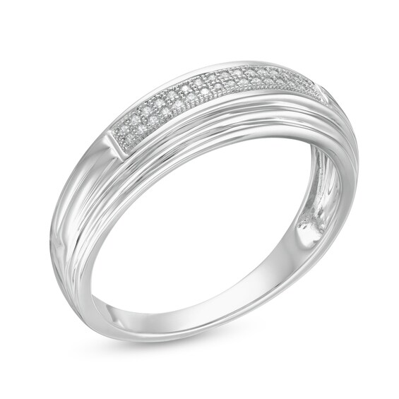 1/10 CT. T.W. Diamond Double Row Wedding Band in Sterling Silver