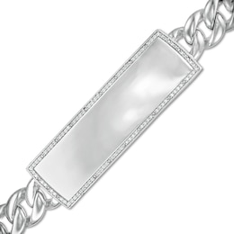 1/5 CT. T.W. Diamond Edge ID Bracelet in Sterling Silver - 8.5&quot;
