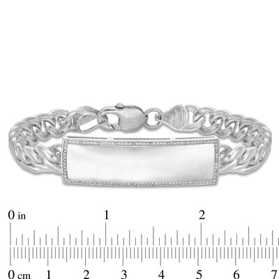 1/5 CT. T.W. Diamond Edge ID Bracelet in Sterling Silver - 8.5"