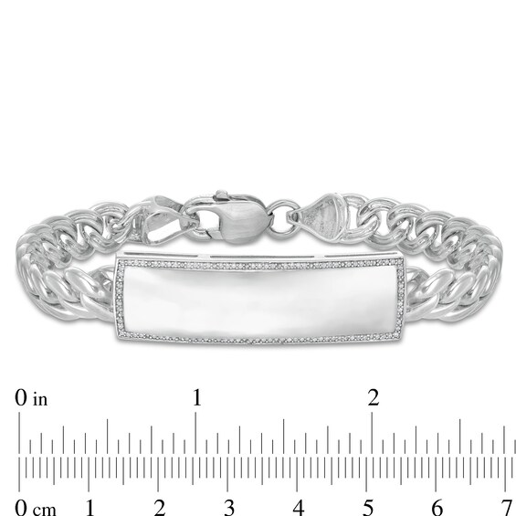 1/5 CT. T.W. Diamond Edge ID Bracelet in Sterling Silver - 8.5"