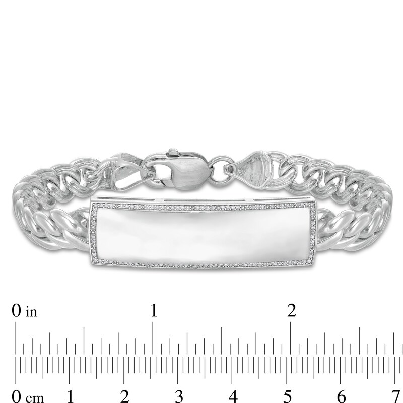Main Image 3 of 1/5 CT. T.W. Diamond Edge ID Bracelet in Sterling Silver - 8.5"