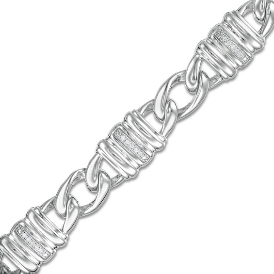 1/10 CT. T.W. Diamond Collar Station Bracelet in Sterling Silver - 8.25"