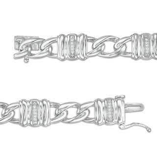1/10 CT. T.W. Diamond Collar Station Bracelet in Sterling Silver - 8.25"