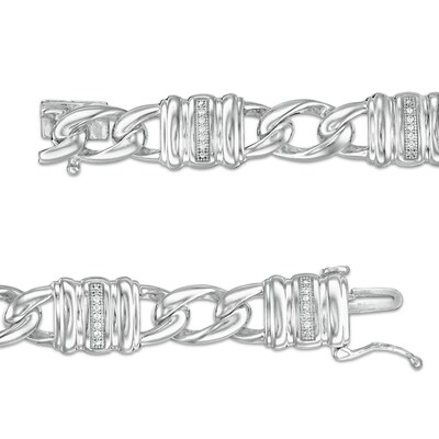1/10 CT. T.W. Diamond Collar Station Bracelet in Sterling Silver - 8.25"