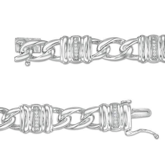 1/10 CT. T.W. Diamond Collar Station Bracelet in Sterling Silver - 8.25"