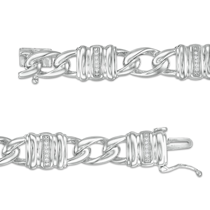 Main Image 2 of 1/10 CT. T.W. Diamond Collar Station Bracelet in Sterling Silver - 8.25"