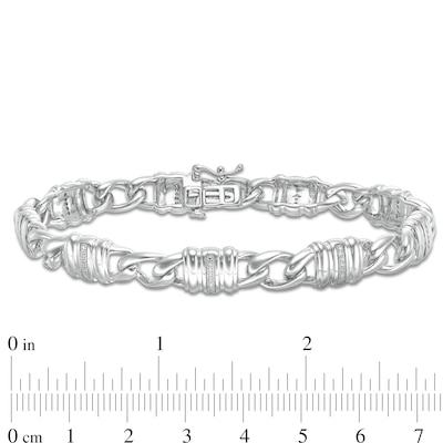 1/10 CT. T.W. Diamond Collar Station Bracelet in Sterling Silver - 8.25"