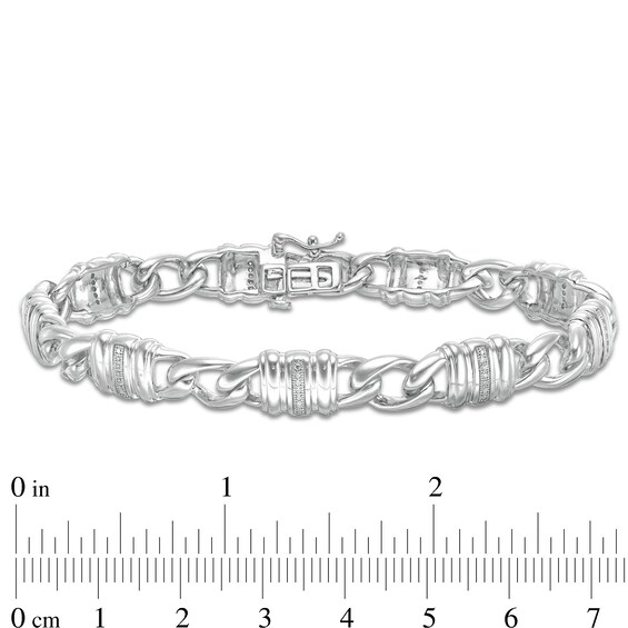 1/10 CT. T.W. Diamond Collar Station Bracelet in Sterling Silver - 8.25"