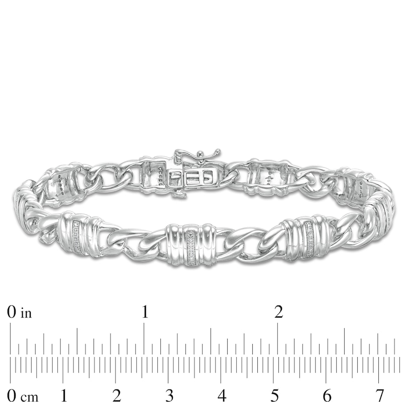 Main Image 3 of 1/10 CT. T.W. Diamond Collar Station Bracelet in Sterling Silver - 8.25"