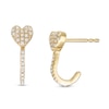 Thumbnail Image 0 of 1/10 CT. T.W. Diamond Heart-Top J-Hoop Earrings in 10K Gold