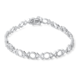 1/10 CT. T.W. Diamond &quot;XO&quot; Line Bracelet in Sterling Silver - 7.5&quot;