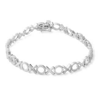 Sterling Silver 1/10 CT. T.W. Diamond "XO" Bracelet - 7.5"