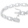 Thumbnail Image 2 of Sterling Silver 1/10 CT. T.W. Diamond "XO" Bracelet - 7.5"